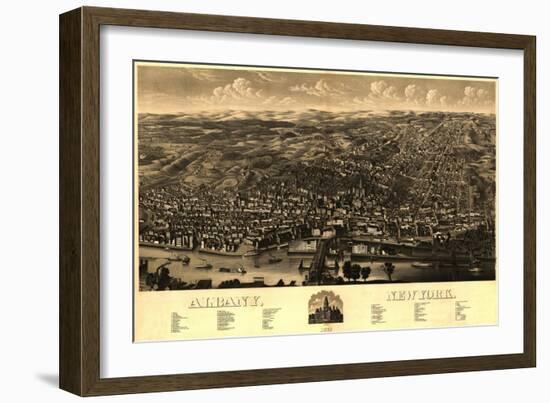 Albany, New York - Panoramic Map-Lantern Press-Framed Art Print