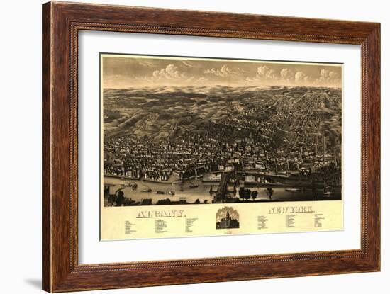 Albany, New York - Panoramic Map-Lantern Press-Framed Art Print