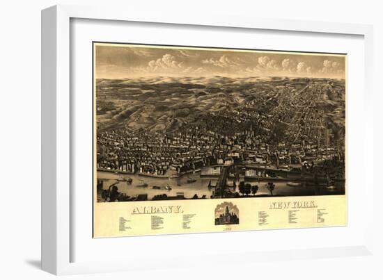 Albany, New York - Panoramic Map-Lantern Press-Framed Art Print