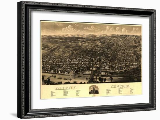 Albany, New York - Panoramic Map-Lantern Press-Framed Art Print
