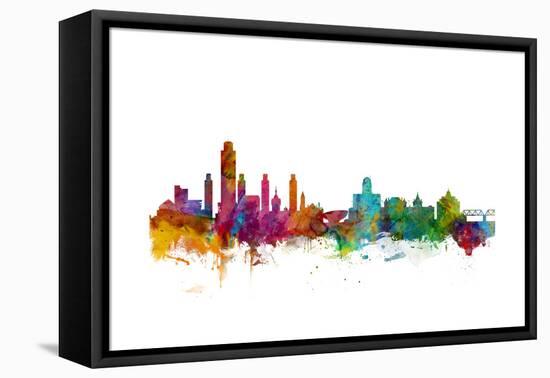 Albany New York Skyline-Michael Tompsett-Framed Stretched Canvas