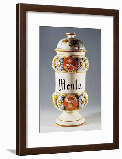 Albarello for Keeping Mint with Floral Decoration-null-Framed Giclee Print