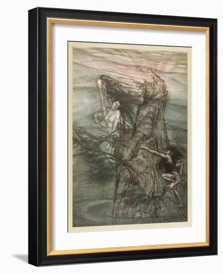 Alberich Steals Ring-Arthur Rackham-Framed Art Print