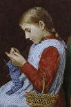 A Girl Knitting-Albert Anker-Giclee Print