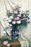 Peonies in a Blue Vase on a Draped Regency Giltwood Console Table-Albert Aublet-Framed Giclee Print