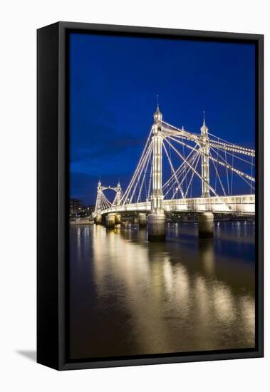 Albert Bridge and River Thames at Night, Chelsea, London, England, United Kingdom, Europe-Stuart-Framed Premier Image Canvas