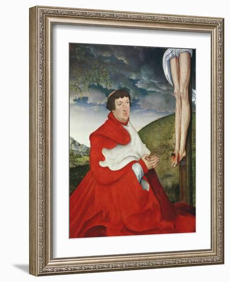 Albert, Cardinal Elector of Mainz at the Foot of the Cross (Detail of 244970)-Lucas Cranach the Elder-Framed Giclee Print