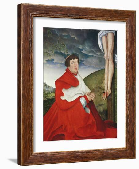 Albert, Cardinal Elector of Mainz at the Foot of the Cross (Detail of 244970)-Lucas Cranach the Elder-Framed Giclee Print