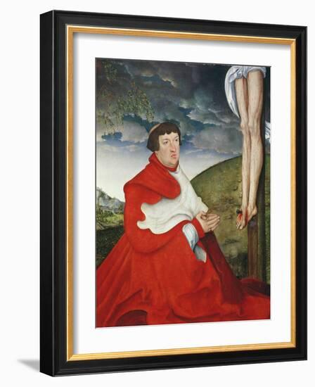 Albert, Cardinal Elector of Mainz at the Foot of the Cross (Detail of 244970)-Lucas Cranach the Elder-Framed Giclee Print