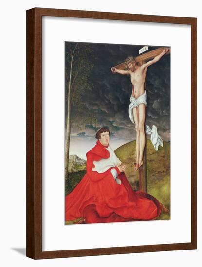 Albert, Cardinal Elector of Mainz at the Foot of the Cross-Lucas Cranach the Elder-Framed Giclee Print