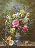 Bluebells, Daffodils, Primroses and Peonies in a Blue Vase-Albert-Charles Lebourg-Giclee Print