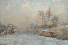 Notre-Dame de Paris Vue du Quai de la Tournelle, Effet de Neige-Albert-Charles Lebourg-Giclee Print