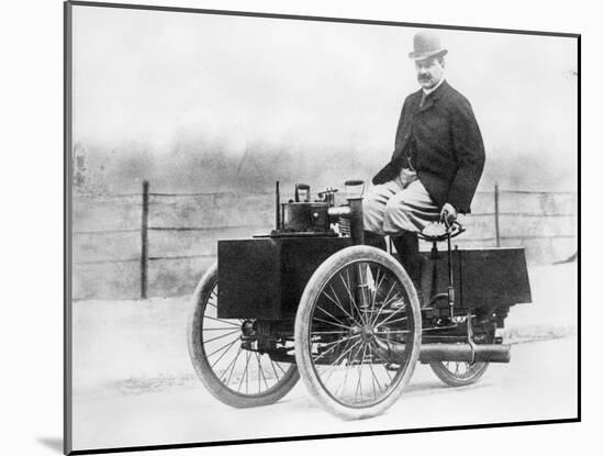 Albert De Dion on a Steam Tricycle, 1888-null-Mounted Photographic Print