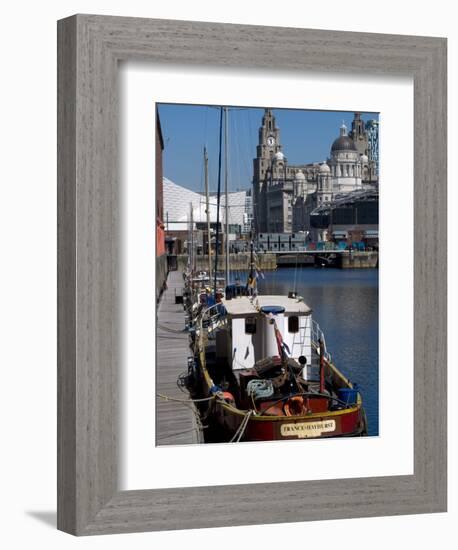 Albert Dock, with View of the Three Graces Behind, Liverpool, Merseyside-Ethel Davies-Framed Photographic Print