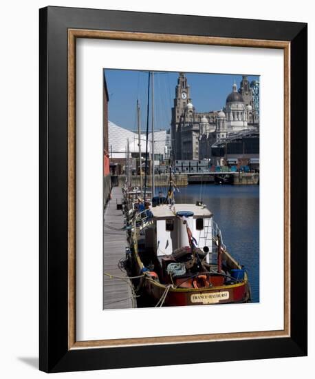 Albert Dock, with View of the Three Graces Behind, Liverpool, Merseyside-Ethel Davies-Framed Photographic Print