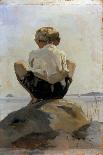 A Boy Crouching on a Rock-Albert Edelfelt-Giclee Print