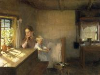 A Woman and Child in a Sunlit Interior, 1889-Albert Edelfelt-Giclee Print