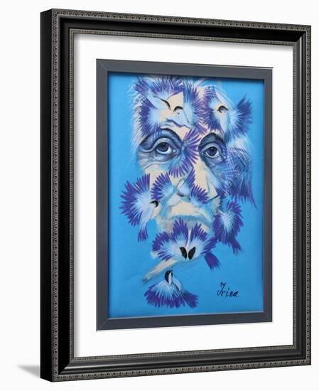 Albert Einstein and Chickadees, 2015 (Oil on Canvas)-Irina Corduban-Framed Giclee Print