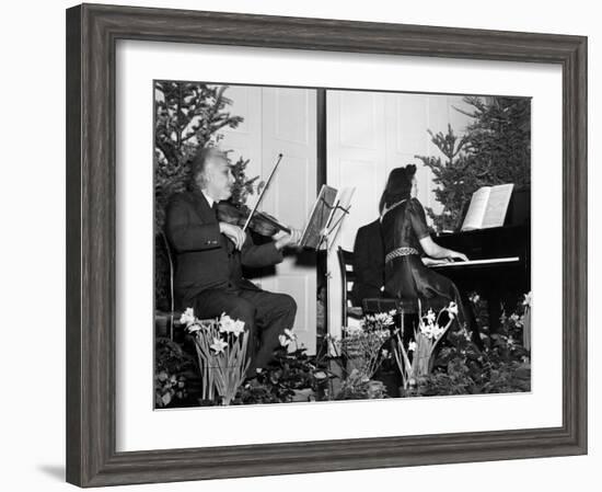 Albert Einstein Giving Violin Recital for American Friends Service Committee for Refugee Children-null-Framed Photo