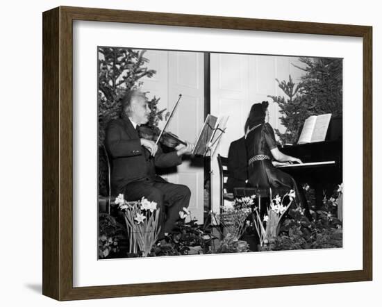 Albert Einstein Giving Violin Recital for American Friends Service Committee for Refugee Children-null-Framed Photo