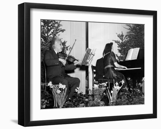 Albert Einstein Giving Violin Recital for American Friends Service Committee for Refugee Children-null-Framed Photo