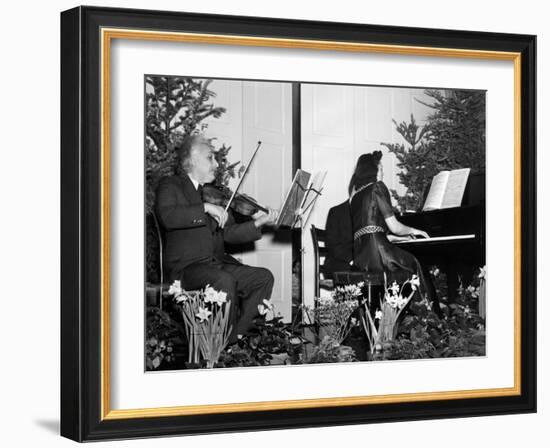 Albert Einstein Giving Violin Recital for American Friends Service Committee for Refugee Children-null-Framed Photo