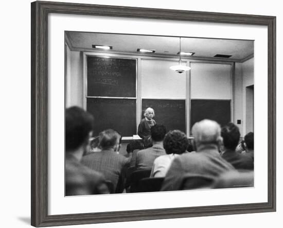 Albert Einstein Lecturing to Class at the Institute for Advanced Study-Alfred Eisenstaedt-Framed Premium Photographic Print