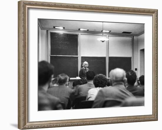 Albert Einstein Lecturing to Class at the Institute for Advanced Study-Alfred Eisenstaedt-Framed Premium Photographic Print