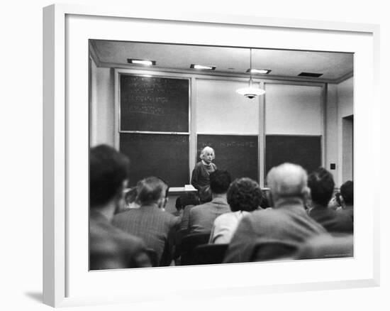 Albert Einstein Lecturing to Class at the Institute for Advanced Study-Alfred Eisenstaedt-Framed Premium Photographic Print