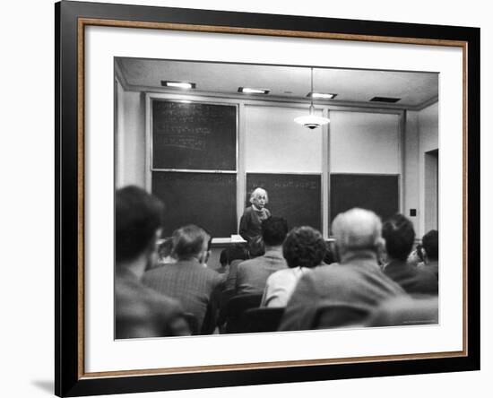 Albert Einstein Lecturing to Class at the Institute for Advanced Study-Alfred Eisenstaedt-Framed Premium Photographic Print