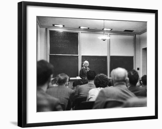 Albert Einstein Lecturing to Class at the Institute for Advanced Study-Alfred Eisenstaedt-Framed Premium Photographic Print