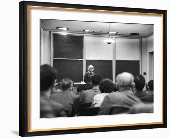 Albert Einstein Lecturing to Class at the Institute for Advanced Study-Alfred Eisenstaedt-Framed Premium Photographic Print