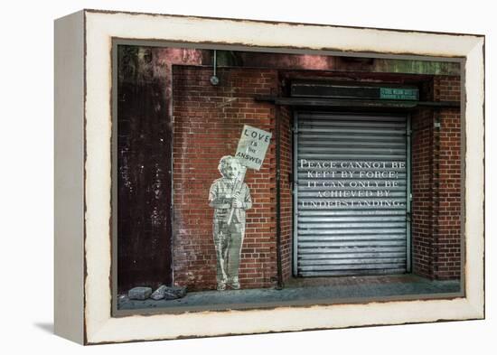 Albert Einstein "Love Is the Answer" NYC Wall Scene with Quote-null-Framed Stretched Canvas