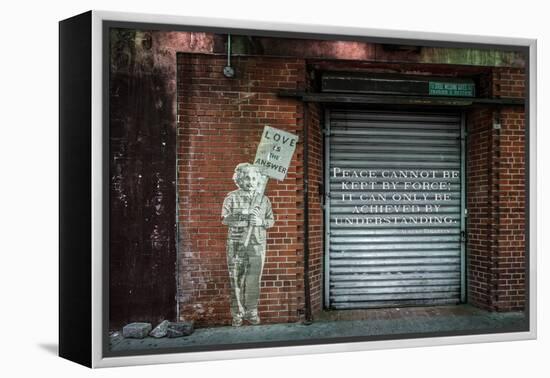 Albert Einstein "Love Is the Answer" NYC Wall Scene with Quote-null-Framed Stretched Canvas