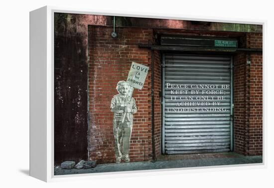 Albert Einstein "Love Is the Answer" NYC Wall Scene with Quote-null-Framed Stretched Canvas