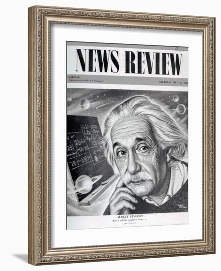 Albert Einstein on the Cover of 'News Review', 16th May 1946-English School-Framed Giclee Print