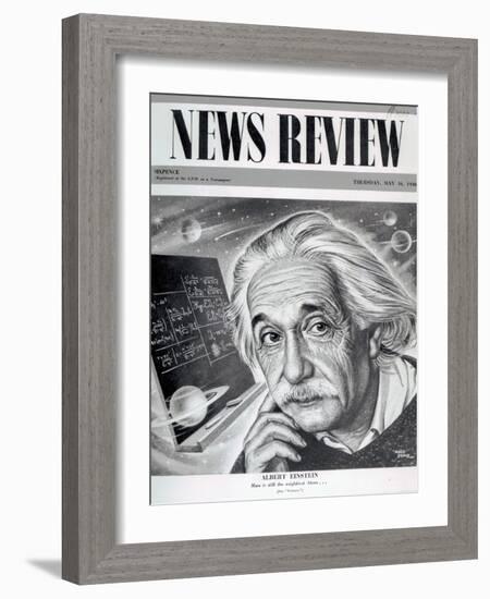 Albert Einstein on the Cover of 'News Review', 16th May 1946-English School-Framed Giclee Print