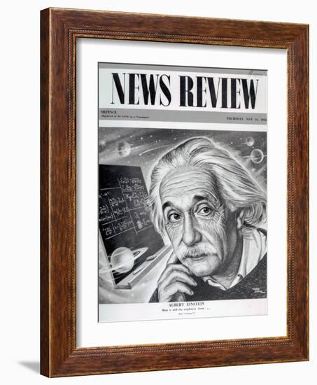 Albert Einstein on the Cover of 'News Review', 16th May 1946-English School-Framed Giclee Print