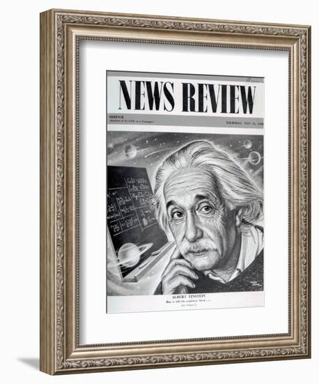 Albert Einstein on the Cover of 'News Review', 16th May 1946-English School-Framed Giclee Print