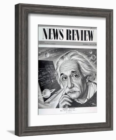 Albert Einstein on the Cover of 'News Review', 16th May 1946-English School-Framed Giclee Print