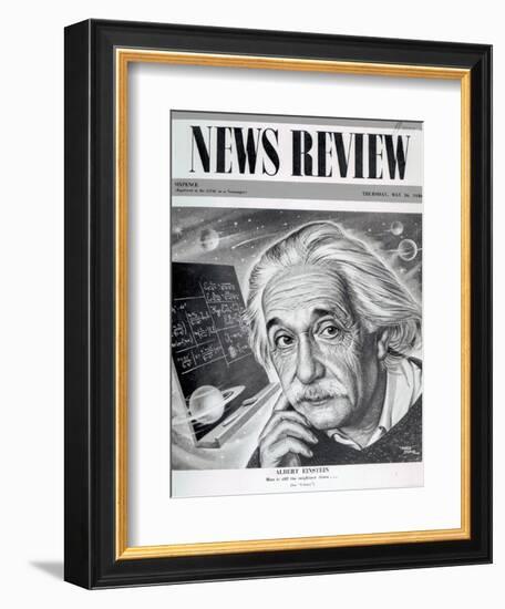 Albert Einstein on the Cover of 'News Review', 16th May 1946-English School-Framed Giclee Print