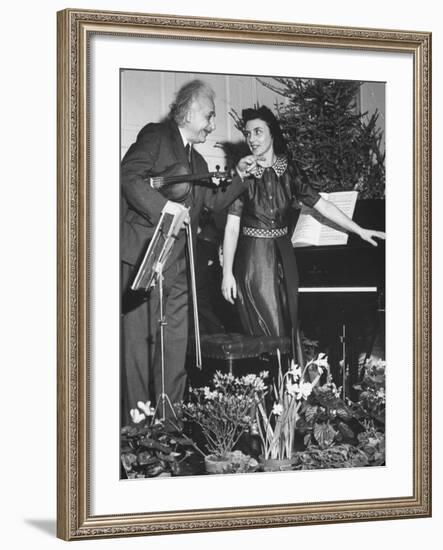 Albert Einstein's Violin Recital-Hansel Mieth-Framed Premium Photographic Print
