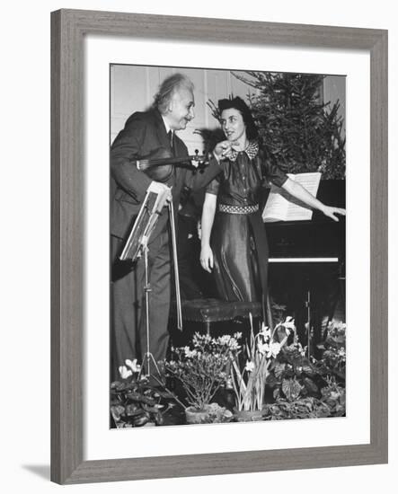 Albert Einstein's Violin Recital-Hansel Mieth-Framed Premium Photographic Print