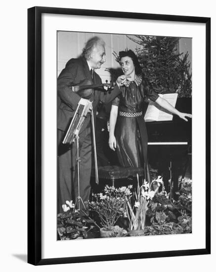 Albert Einstein's Violin Recital-Hansel Mieth-Framed Premium Photographic Print