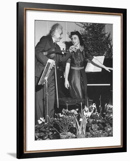 Albert Einstein's Violin Recital-Hansel Mieth-Framed Premium Photographic Print