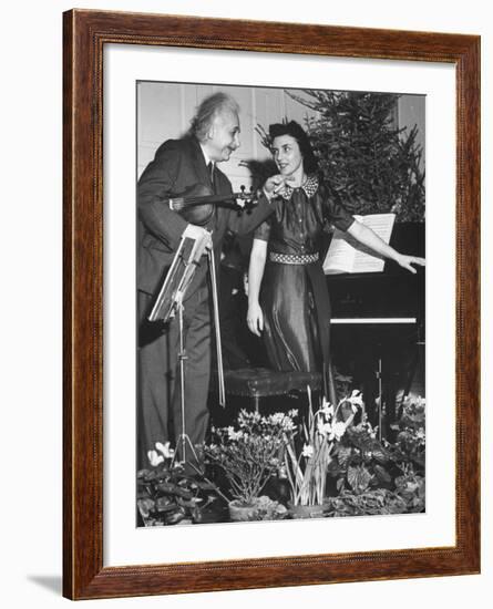 Albert Einstein's Violin Recital-Hansel Mieth-Framed Premium Photographic Print