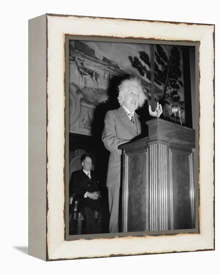 Albert Einstein speaking, c.1940-Harris & Ewing-Framed Premier Image Canvas