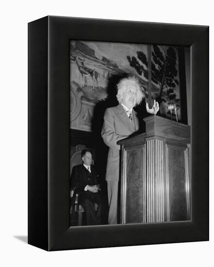 Albert Einstein speaking, c.1940-Harris & Ewing-Framed Premier Image Canvas