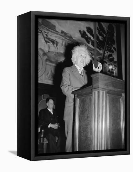 Albert Einstein speaking, c.1940-Harris & Ewing-Framed Premier Image Canvas
