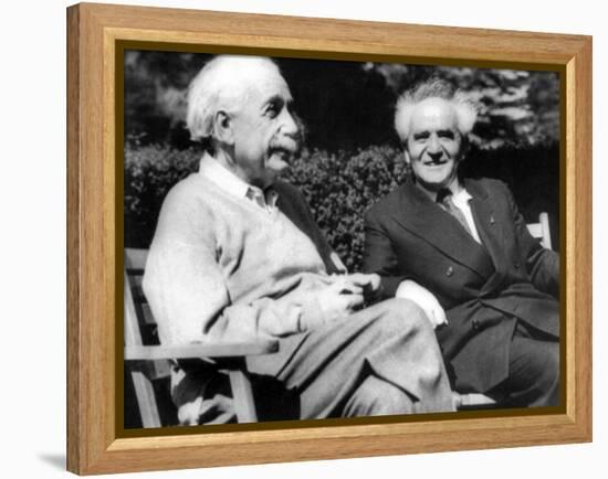 Albert Einstein with Israel's Prime Minister, David Ben-Gurion-null-Framed Stretched Canvas